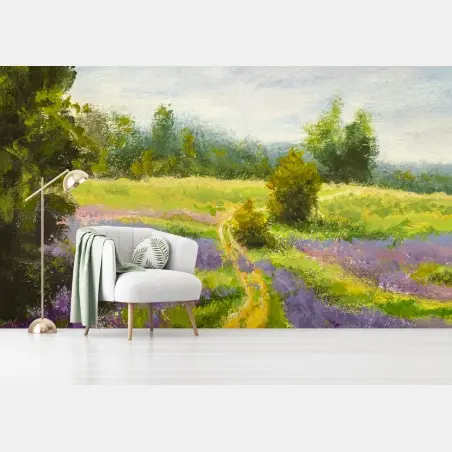 Fotomural sendero entre campos de lavanda – Pixers®