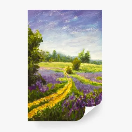 Fotomural sendero entre campos de lavanda – Pixers®