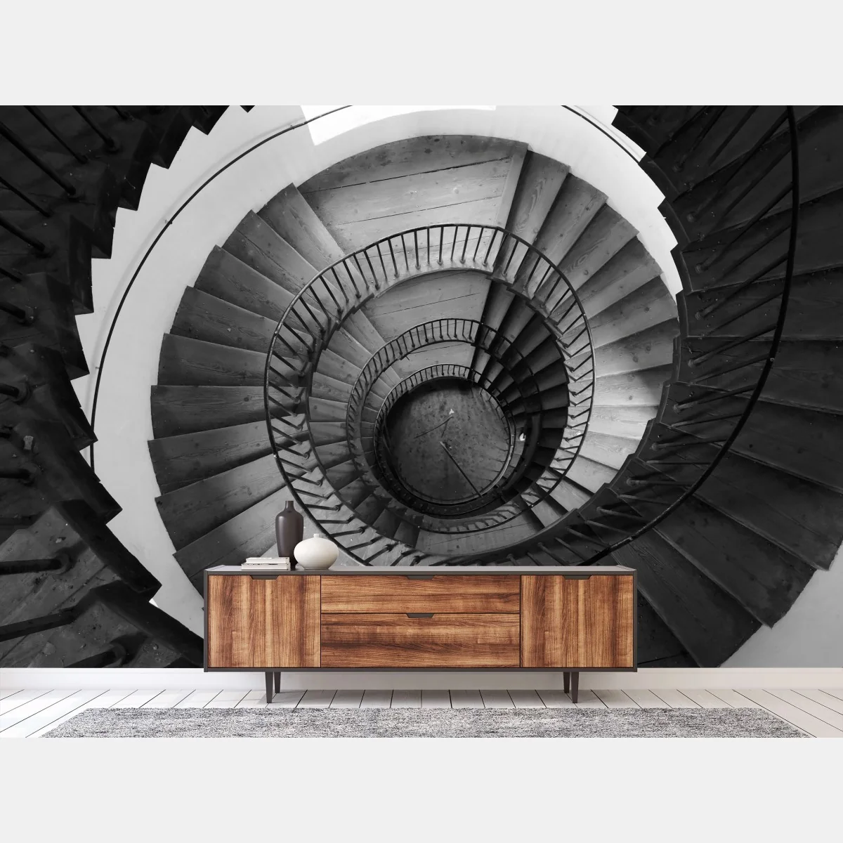 Fotomural espiral arquitectónica en blanco y negro – Pixers® Fotomural espiral arquitectónica en blanco y negro – Pixers®