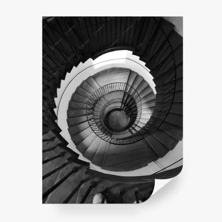 Fotomural espiral arquitectónica en blanco y negro – Pixers®