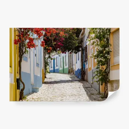 Fotomural calle empedrada y flores en Ferragudo – Pixers®