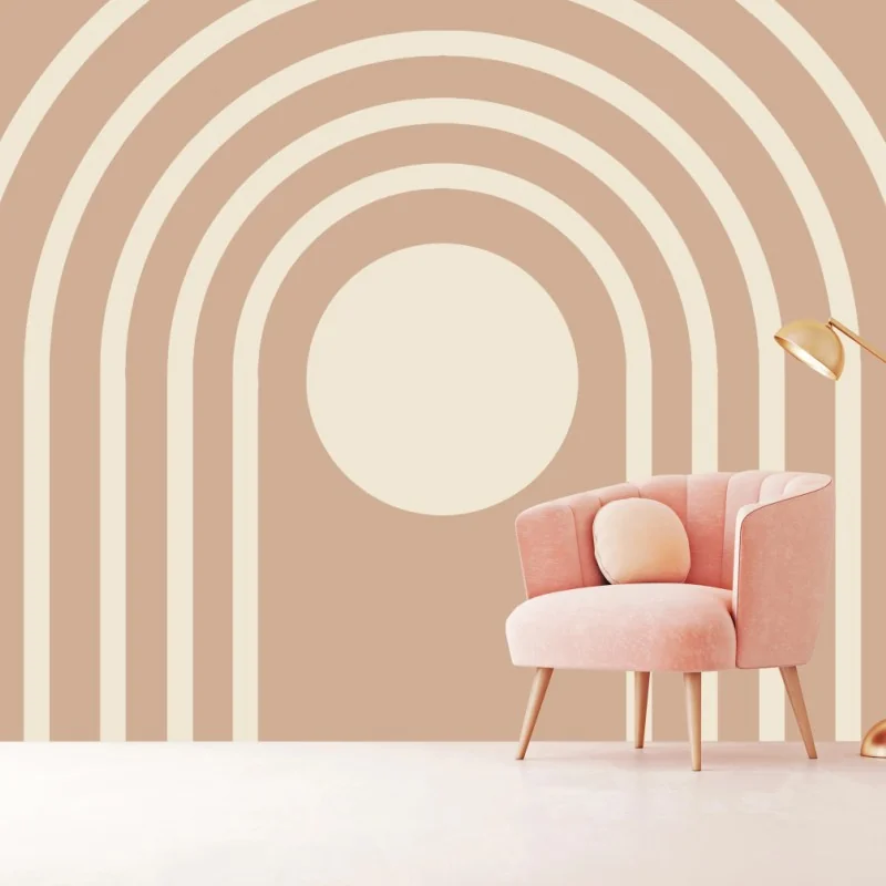 Fotomural arcoíris minimalista en tonos tierra