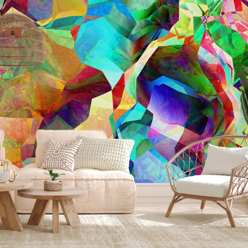 Fotomural arte geométrico colorido para decoración de interiores