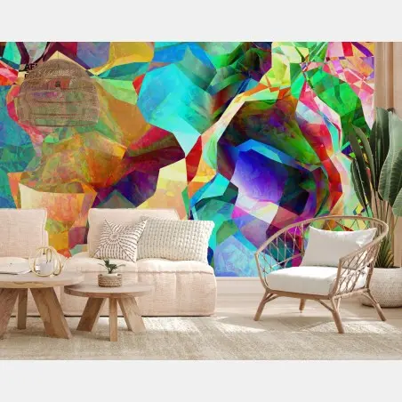 Fotomural arte geométrico colorido para decoración de interiores – Pixers®