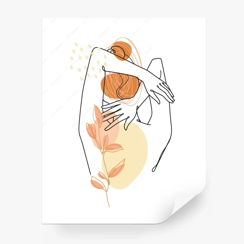 Fotomural silueta femenina minimalista con elementos botánicos