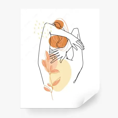 Fotomural silueta femenina minimalista con elementos botánicos – Pixers®