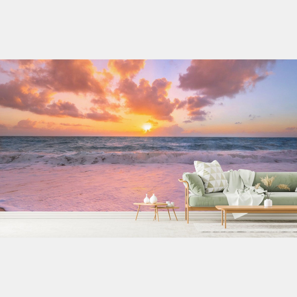 Fotomural atardecer en la orilla del mar – Pixers®