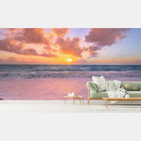Fotomural atardecer en la orilla del mar – Pixers®