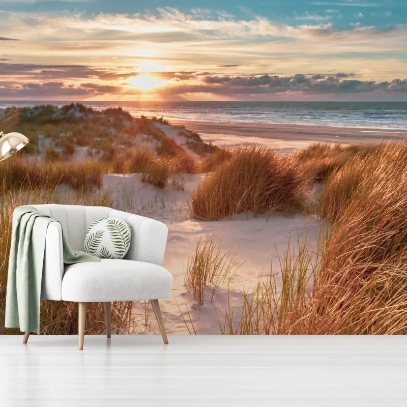 Fotomural puesta de sol sobre las dunas de Ameland