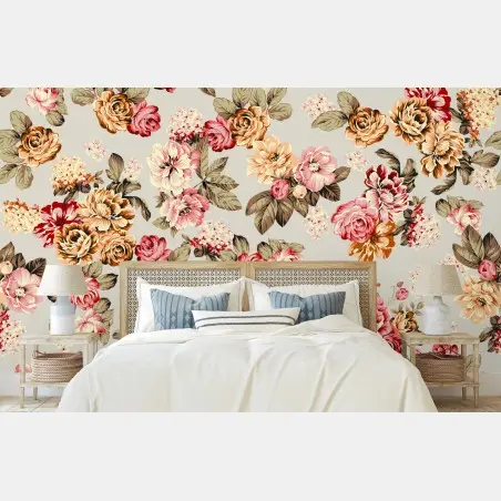 Fotomural diseño floral vintage en tonos pastel – Pixers®