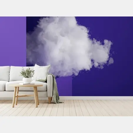 Fotomural nube emergente y escalera en fondo violeta – Pixers®