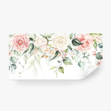 Fotomural guirnalda floral en acuarela tonos pastel – Pixers®