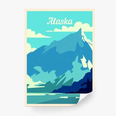 Fotomural poster retro de paisaje montañoso de Alaska – Pixers®
