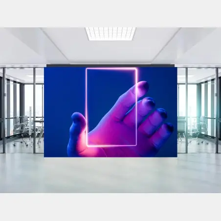 Fotomural mano con marco de neón futurista – Pixers®