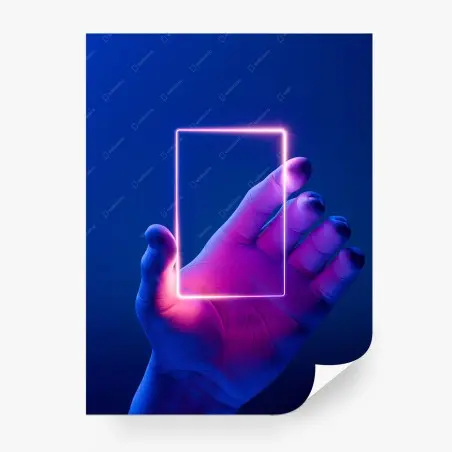 Fotomural mano con marco de neón futurista – Pixers®