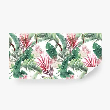 Fotomural motivo tropical en acuarela con hojas y flores – Pixers®