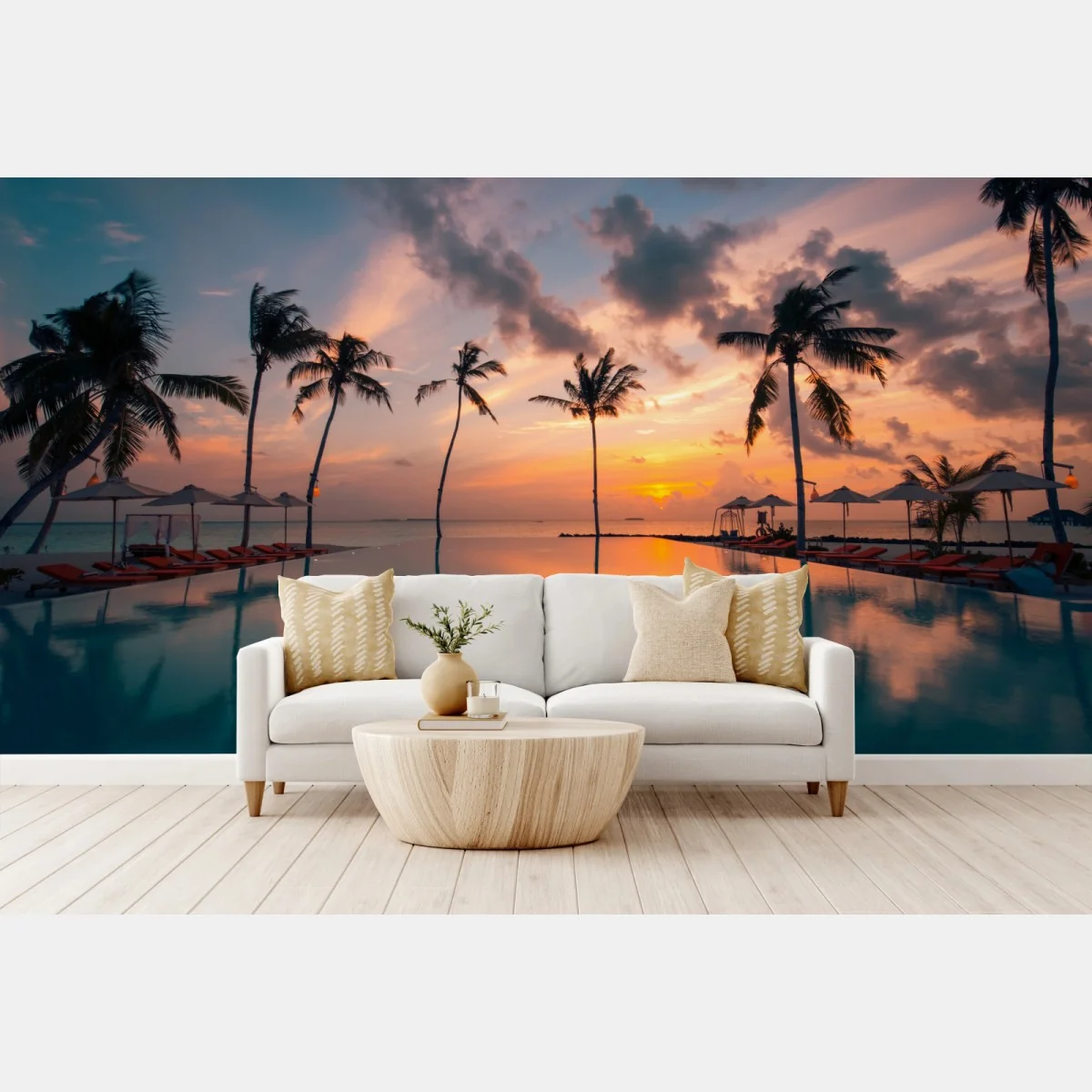 Fotomural atardecer tropical sobre piscina infinita – Pixers® Fotomural atardecer tropical sobre piscina infinita – Pixers®