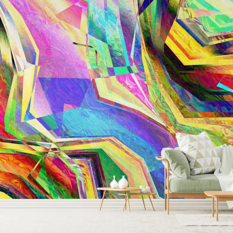 Fotomural diseño abstracto geométrico multicolor para decoración