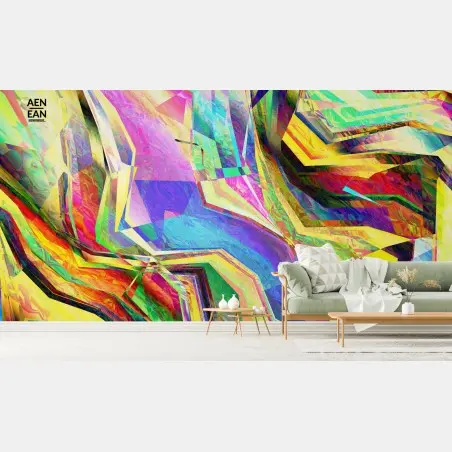 Fotomural diseño abstracto geométrico multicolor para decoración – Pixers®
