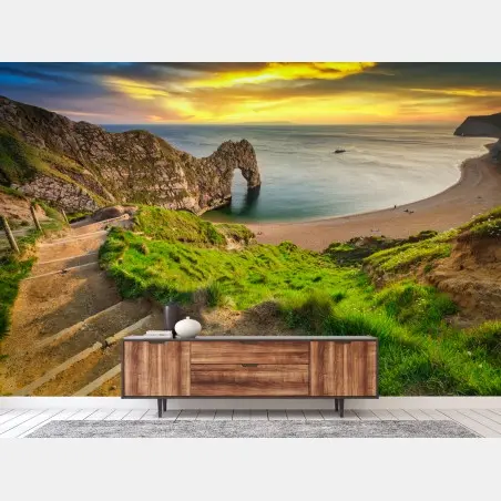 Fotomural puesta de sol en Durdle Door, Costa Jurásica – Pixers®
