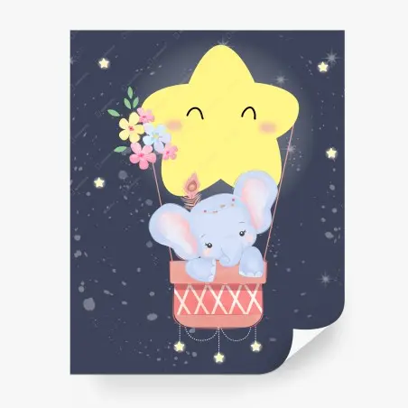 Fotomural elefante en globo con estrella sonriente – Pixers®
