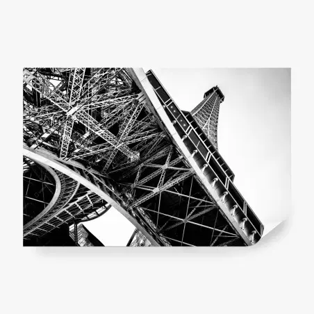 Fotomural vista arquitectónica de la Torre Eiffel en blanco y negro – Pixers®