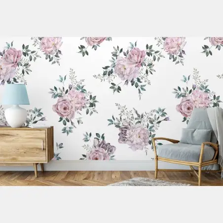 Fotomural patrón floral acuarela en tonos pastel – Pixers®