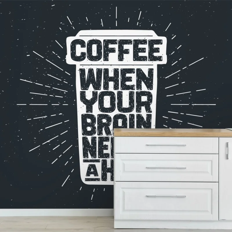 Fotomural abrazo de café para el cerebro — diseño tipográfico retro