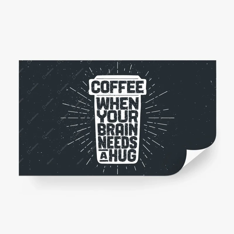 Fotomural abrazo de café para el cerebro — diseño tipográfico retro
