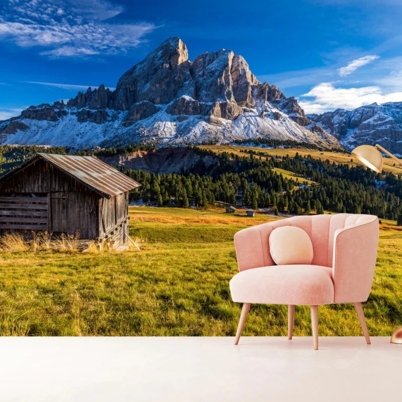 Fotomural vista de Peitlerkofel en Passo delle Erbe, Dolomitas