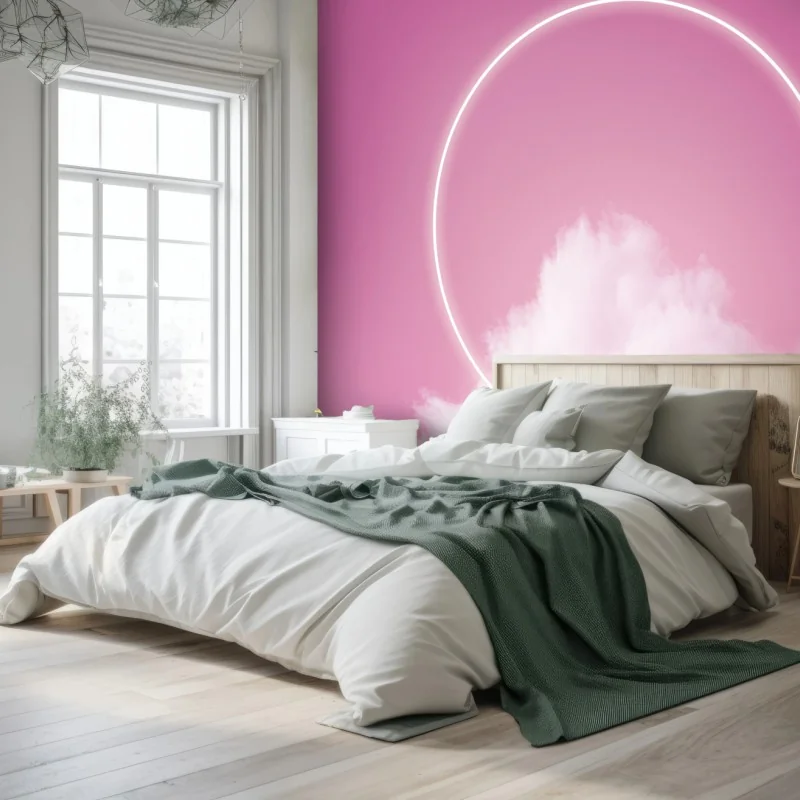 Fotomural halo de nube flotante sobre fondo rosa