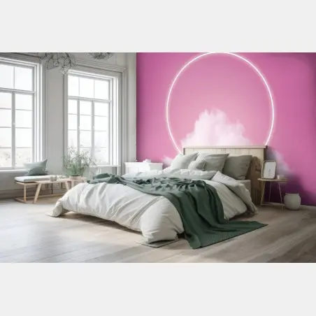 Fotomural halo de nube flotante sobre fondo rosa – Pixers®