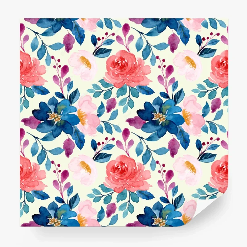 Fotomural patrón floral en acuarela tonos vibrantes