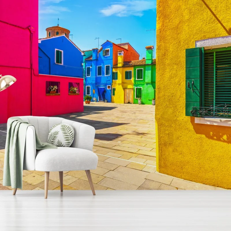 Fotomural colores de Burano: fachadas vibrantes