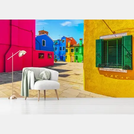 Fotomural colores de Burano: fachadas vibrantes – Pixers®