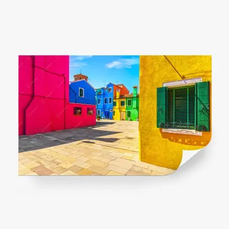 Fotomural colores de Burano: fachadas vibrantes – Pixers®