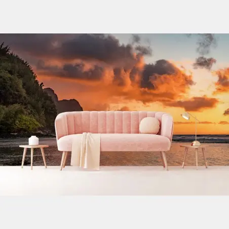 Fotomural atardecer sobre acantilados tropicales – Pixers®