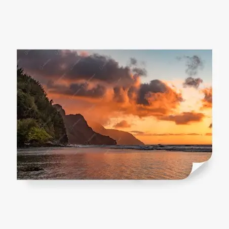 Fotomural atardecer sobre acantilados tropicales – Pixers®