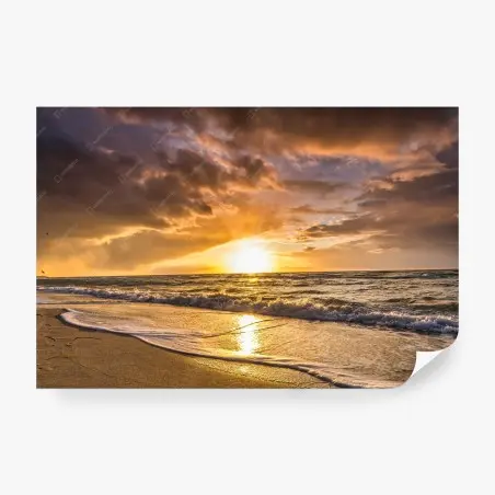 Fotomural atardecer dorado en la playa – Pixers®