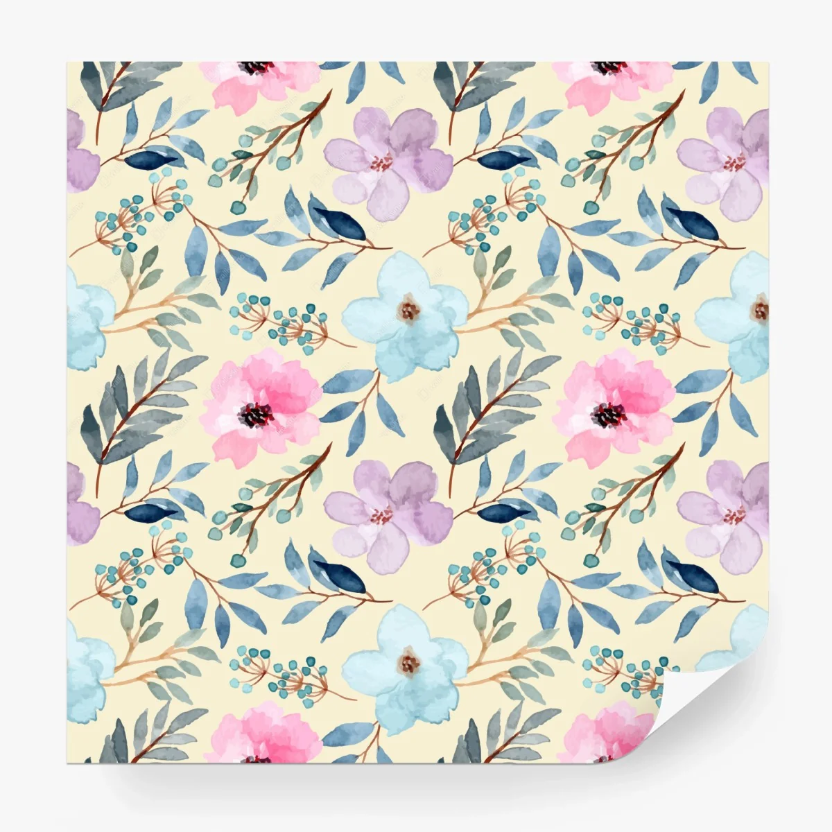 Fotomural patrón floral acuarelado en tonos pastel – Pixers®