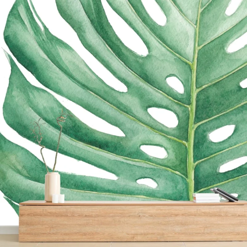 Fotomural hoja de monstera en acuarela