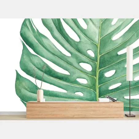 Fotomural hoja de monstera en acuarela – Pixers®