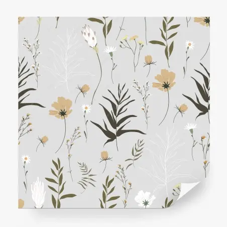 Fotomural jardín silvestre minimalista en tonos neutros – Pixers®