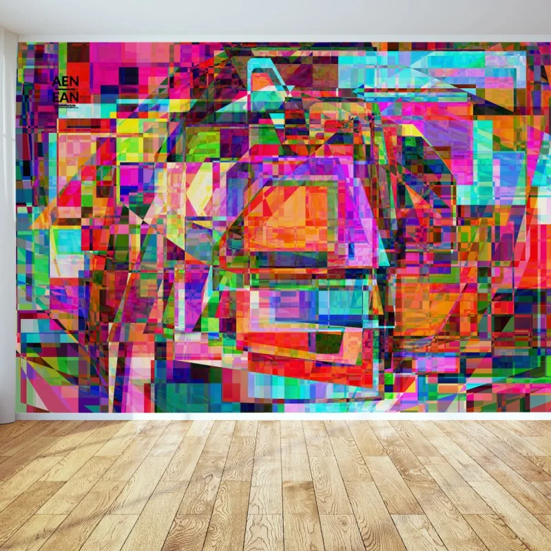 Fotomural explosión geométrica de colores vibrantes