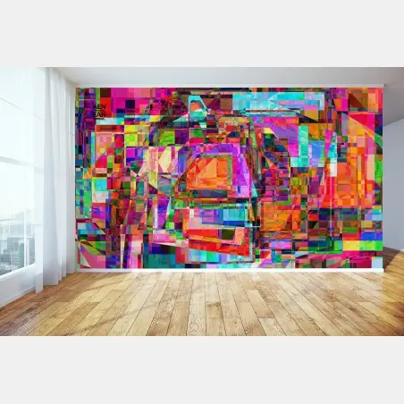 Fotomural explosión geométrica de colores vibrantes – Pixers®