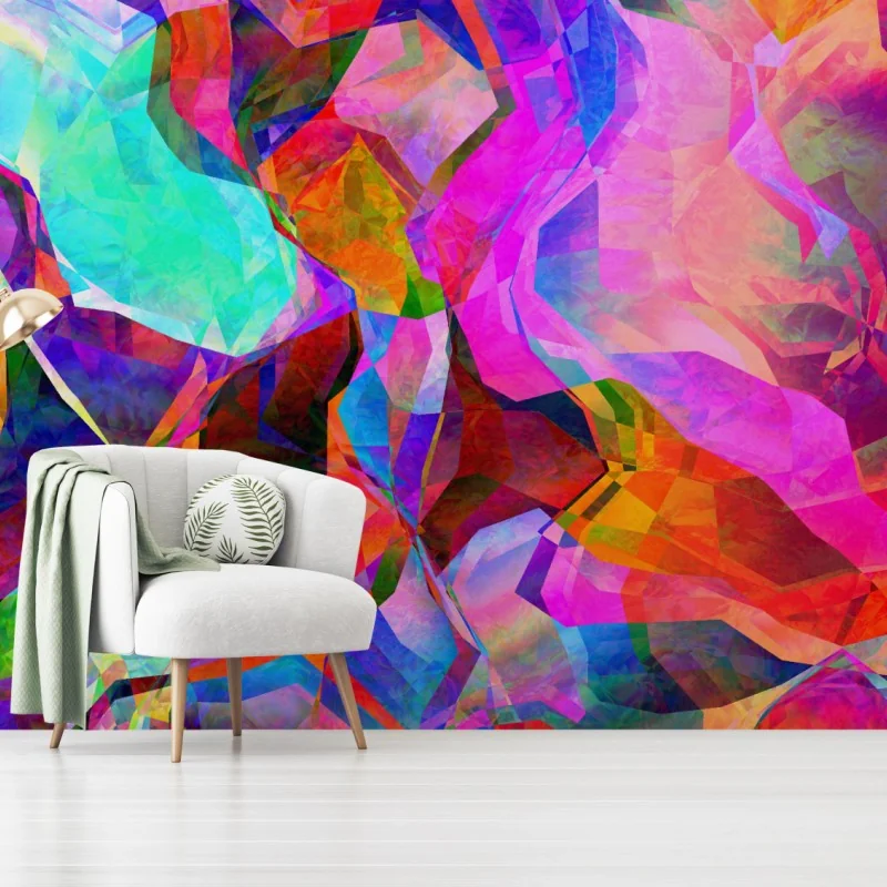 Fotomural explosión geométrica de colores vibrantes