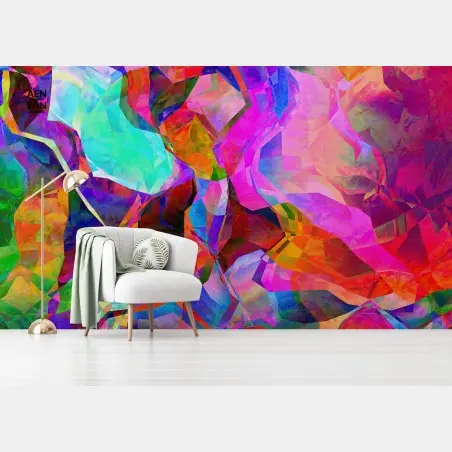 Fotomural explosión geométrica de colores vibrantes – Pixers®
