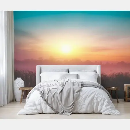 Fotomural amanecer místico sobre el lago – Pixers®