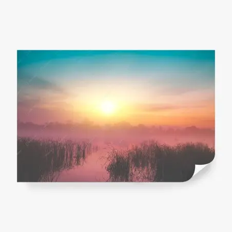 Fotomural amanecer místico sobre el lago – Pixers®