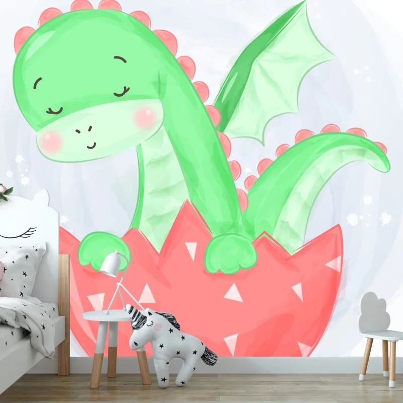 Fotomural dulce dragón bebé en huevo rosa